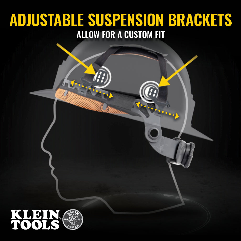 Klein Tools 60861BR hard hat 6-point suspension with large ratchet adjustment knob