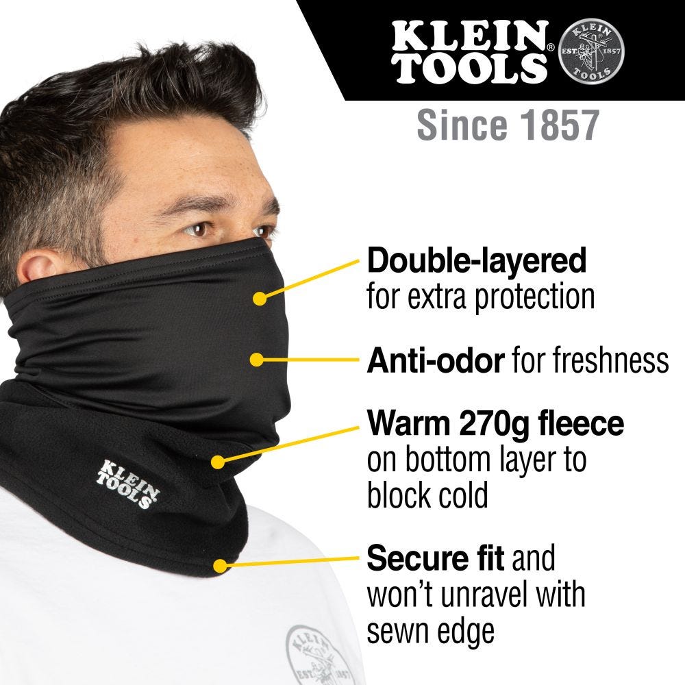 Klein Tools 60466 Neck/Face Warming Half-Band, Black