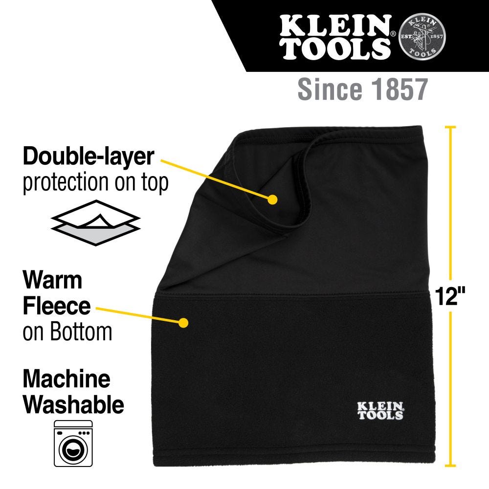 Klein Tools 60466 Neck/Face Warming Half-Band, Black