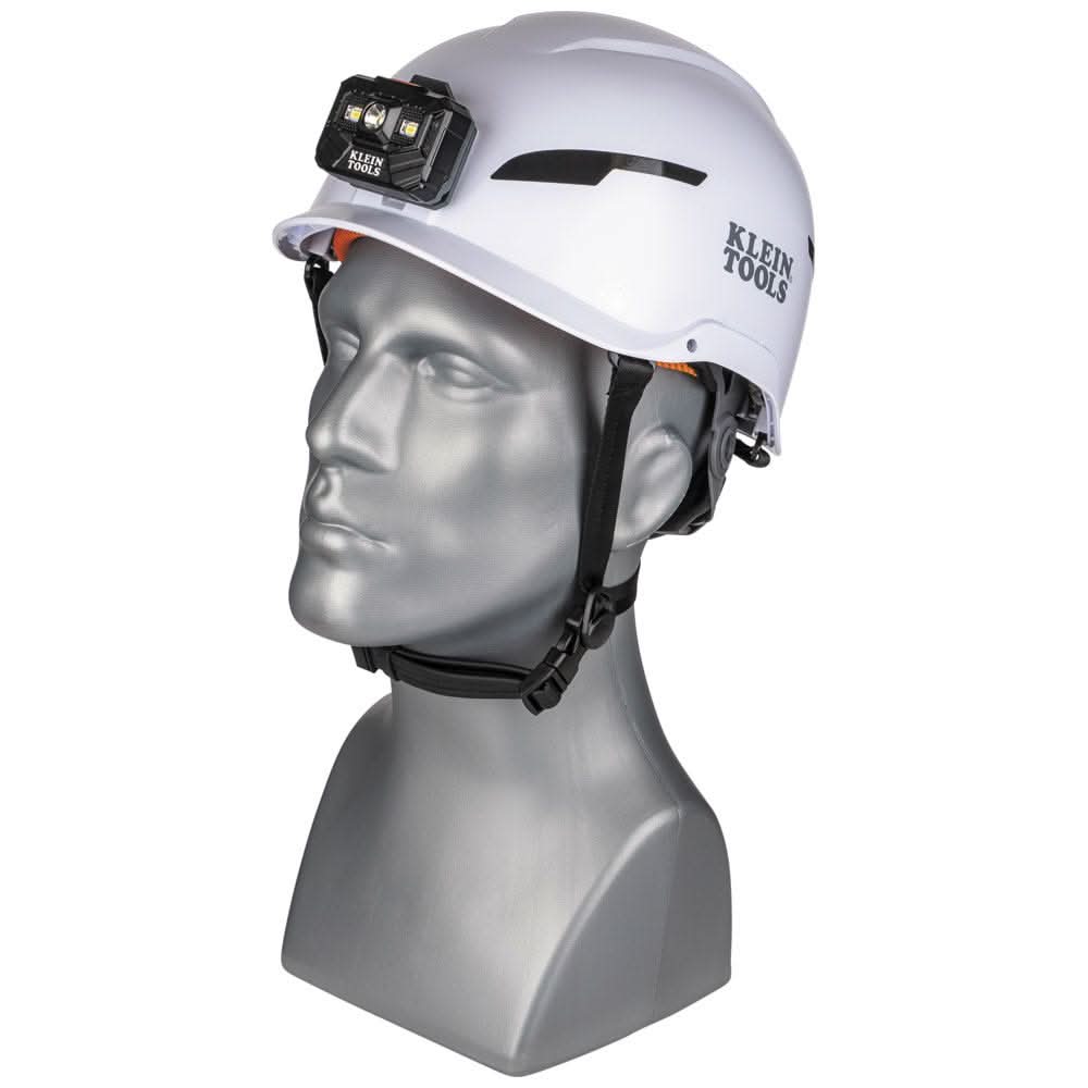 Klein Tools 60525 Safety Helmet, Type-2, Non-Vented Class E, with Rechargeable Headlamp