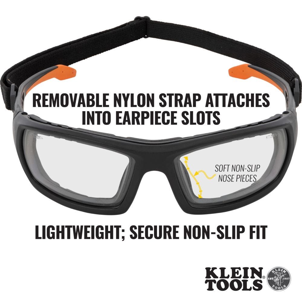 Klein Tools 60538 Professional Full-Frame Gasket Safety Glasses, Indoor/Outdoor Lens