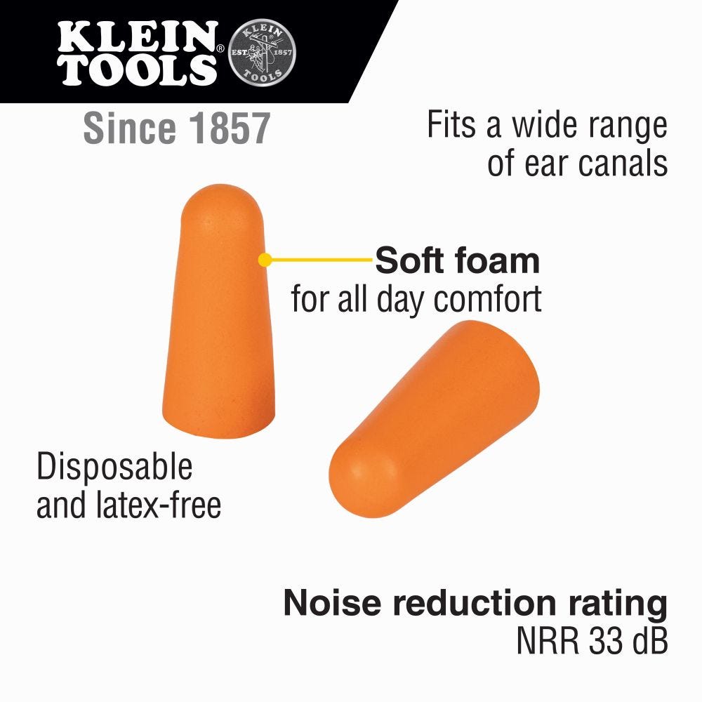 Klein Tools 6054010 Foam Earplugs, 10-Pair