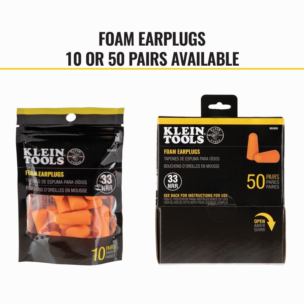 Klein Tools 6054010 Foam Earplugs, 10-Pair