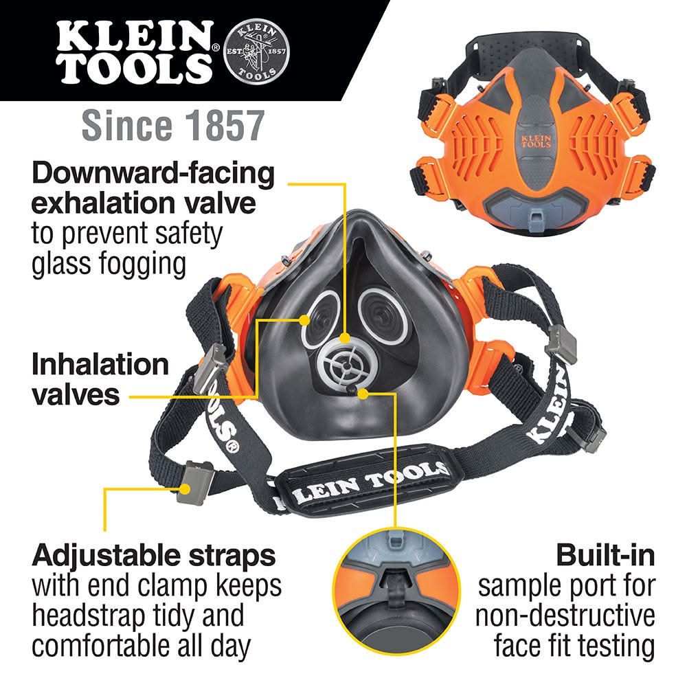 Klein Tools 60553 P100 Half-Mask Respirator, S/M