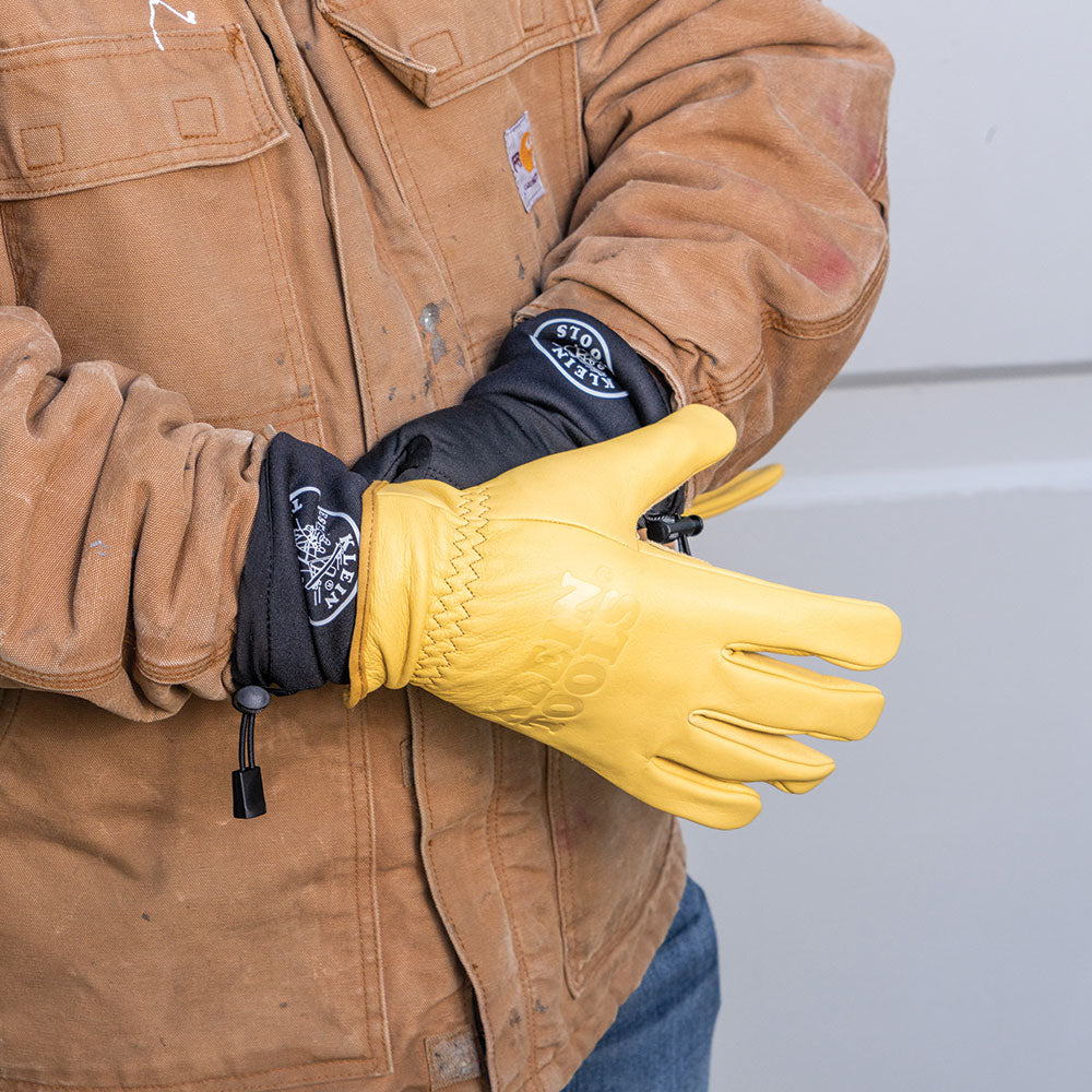 Klein heated glove liners on the job