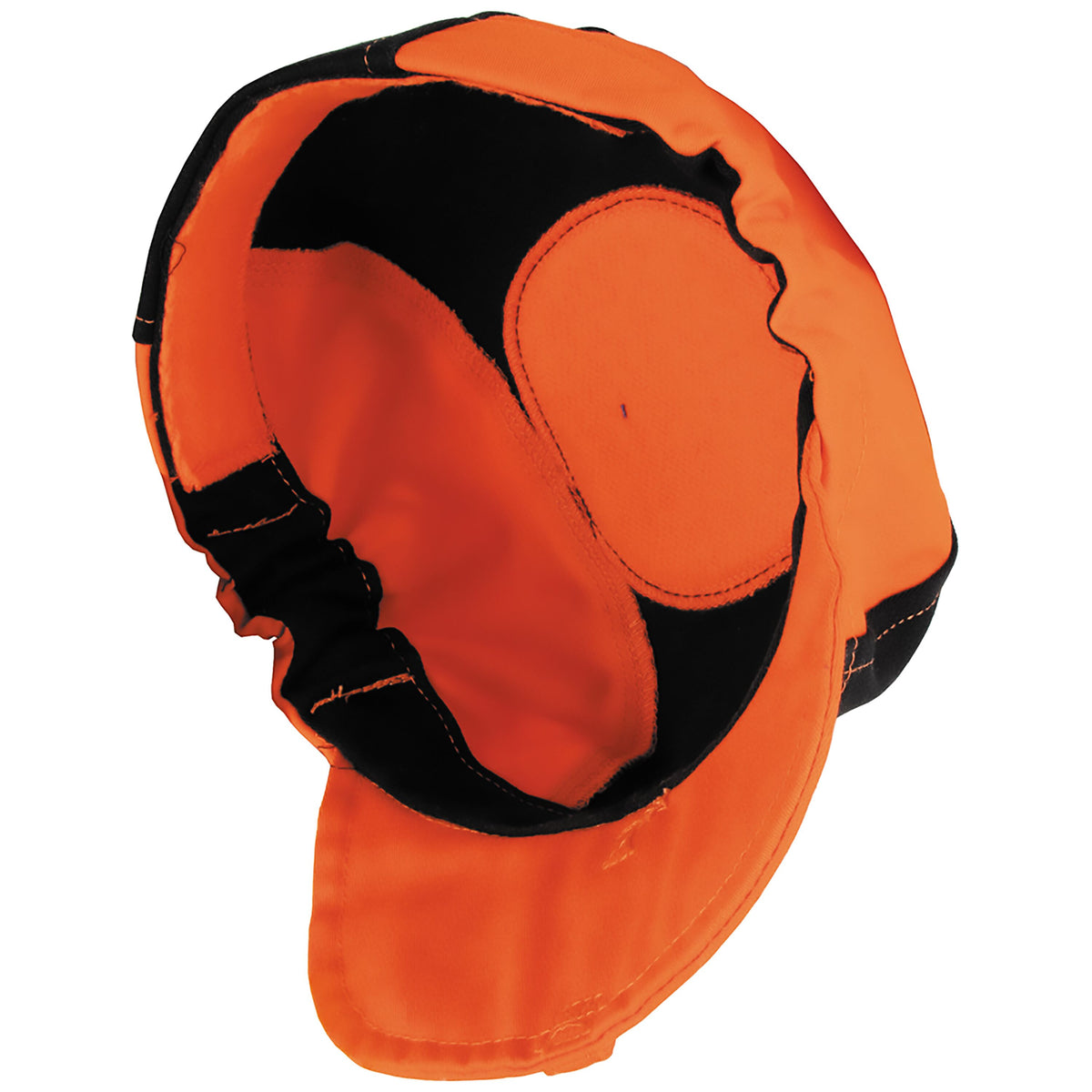 Klein flame-resistant welding cap back view with wide neck bill