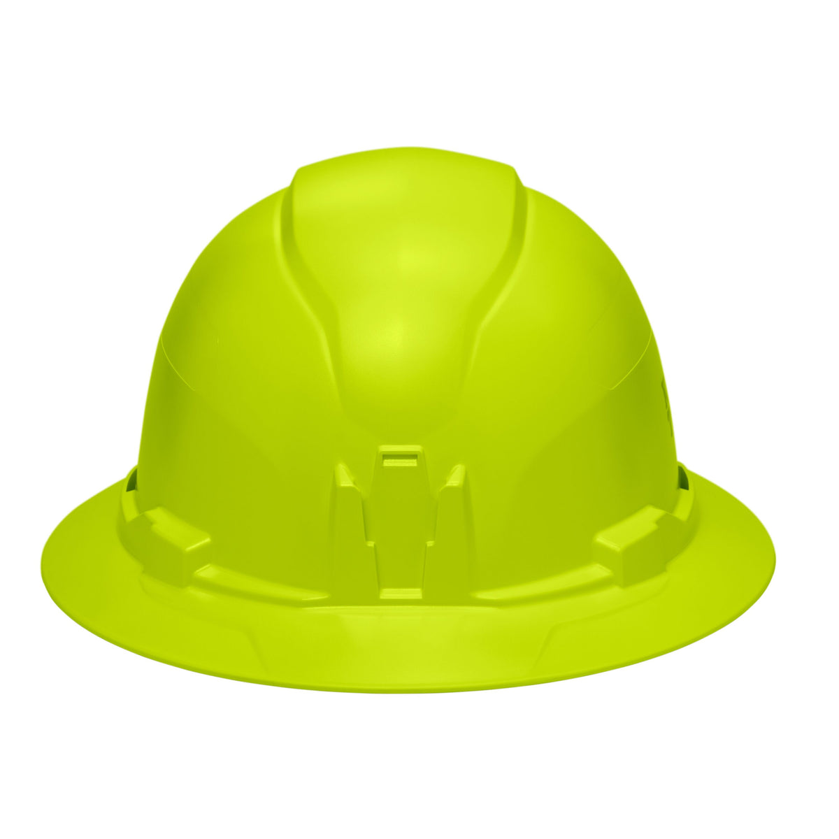 Klein high-visibility lime non-vented hard hat angled view