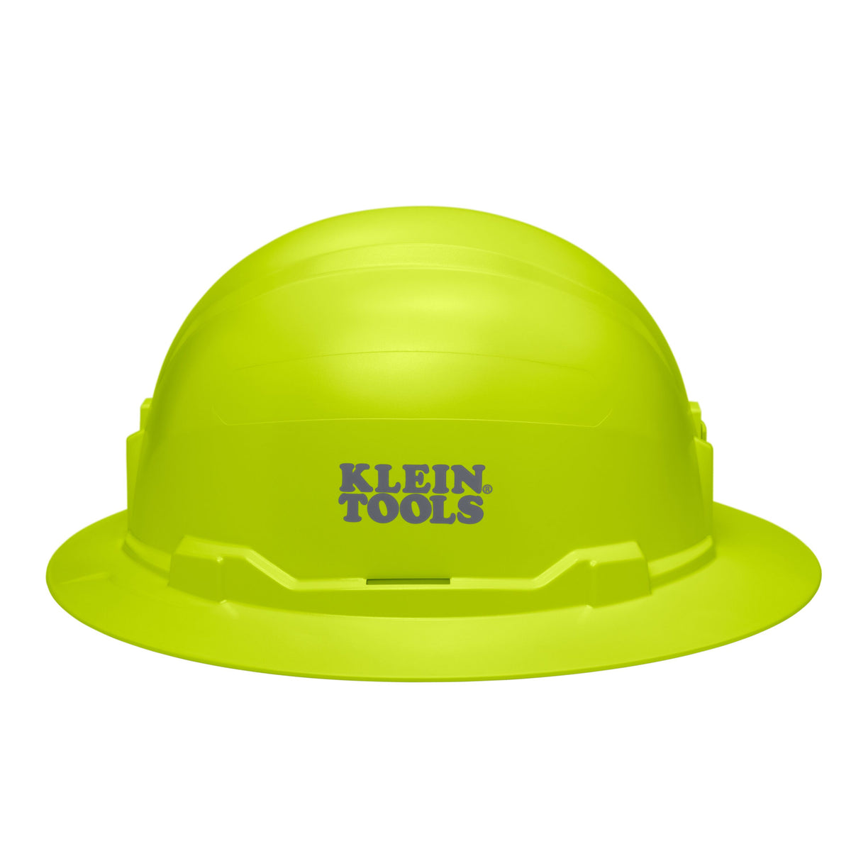 Klein high-visibility lime non-vented hard hat side view