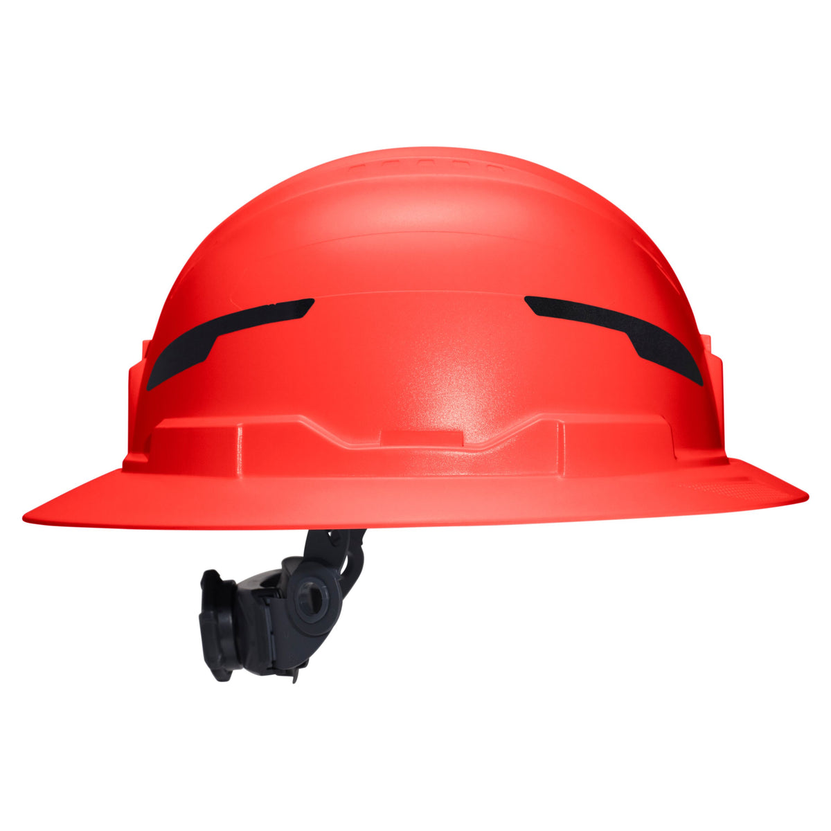Klein Tools 60930T2 non-vented full brim Class E hard hat, high visibility orange, rear view