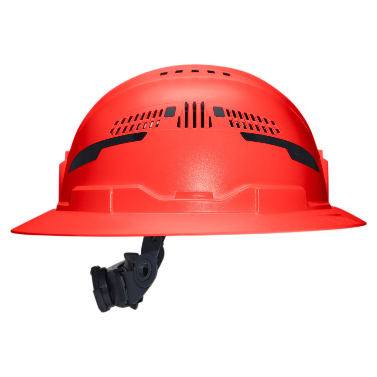 Klein Tools 60931T2 vented full brim hard hat, high visibility orange, rear view
