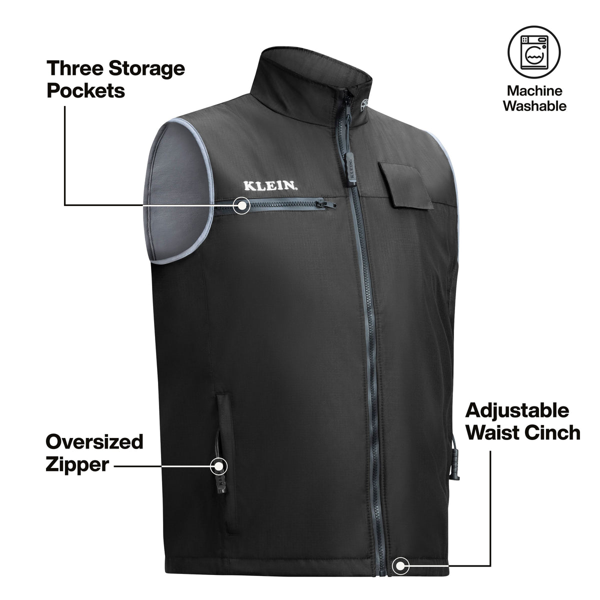 Klein Tools 60954FR flame-resistant heated vest three heat settings and runtime up to 12 hours