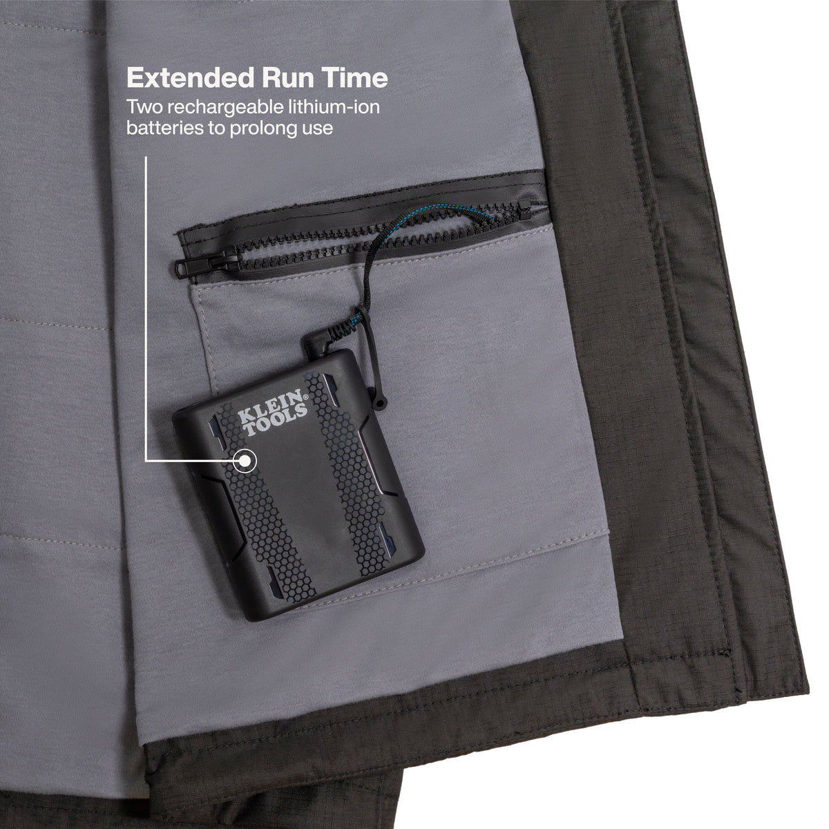 Klein Tools 60954FR FR heated vest oversized zipper pulls for use with Class 2 rubber gloves