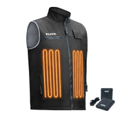 Klein Tools 60956FR flame-resistant heated base layer vest, size 2X-Large, black FR softshell