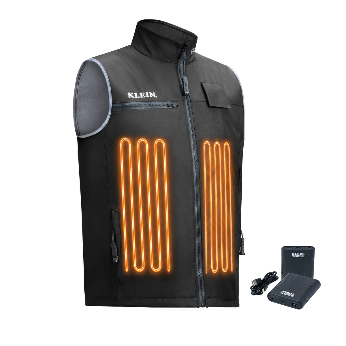 Klein Tools 60956FR flame-resistant heated base layer vest, size 2X-Large, black FR softshell