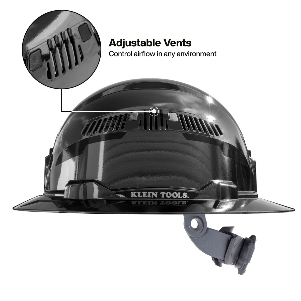 Klein Tools 60996 hard hat patented front and back accessory mounts with Klein headlamp