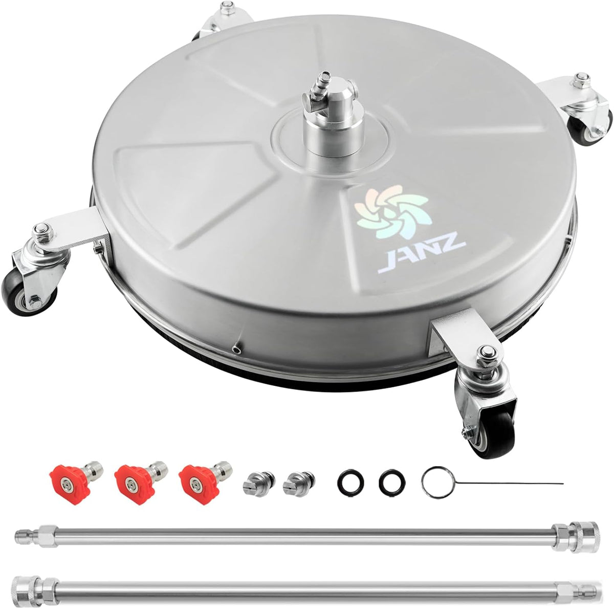 Janz 18-inch pressure washer surface cleaner with wheels stainless steel housing