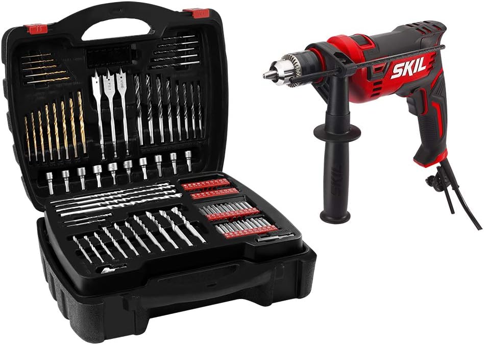 SKIL HD182002 7.5 Amp 1/2 In. Hammer Drill with 100 Piece Bit Set