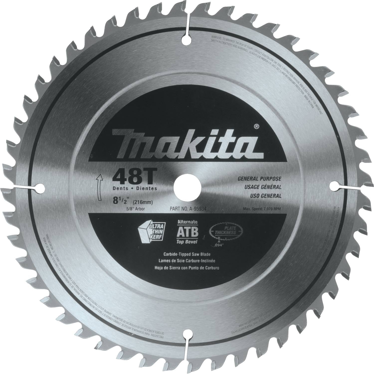 Makita A-95934 8-1/2" 48T Carbide-Tipped Miter Saw Blade