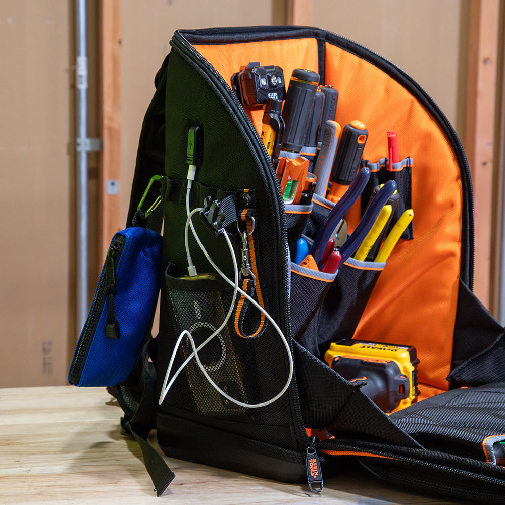 Klein Tradesman Pro Tool Station Tool Bag Backpack 62482 in use