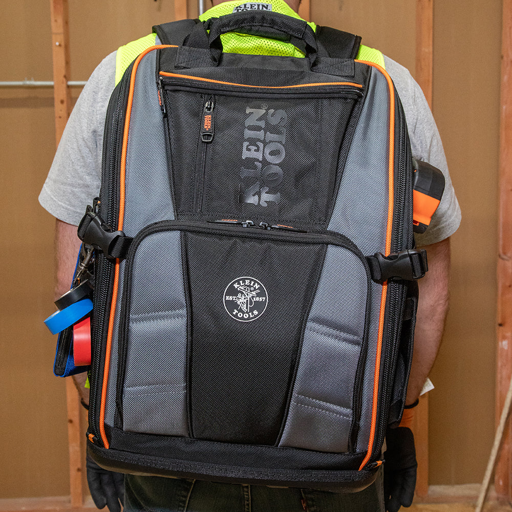 Klein Tradesman Pro Tool Station Tool Bag Backpack 62482 in use
