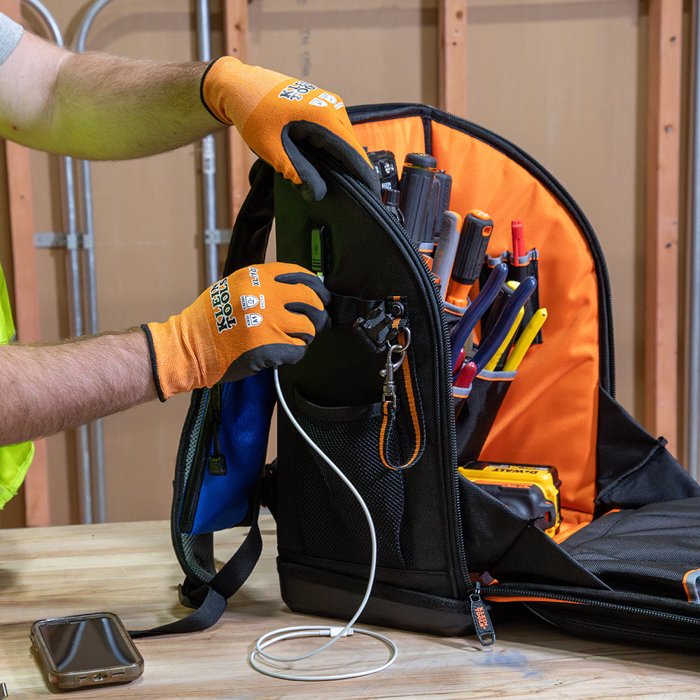 Klein Tradesman Pro Tool Station Tool Bag Backpack 62482 in use