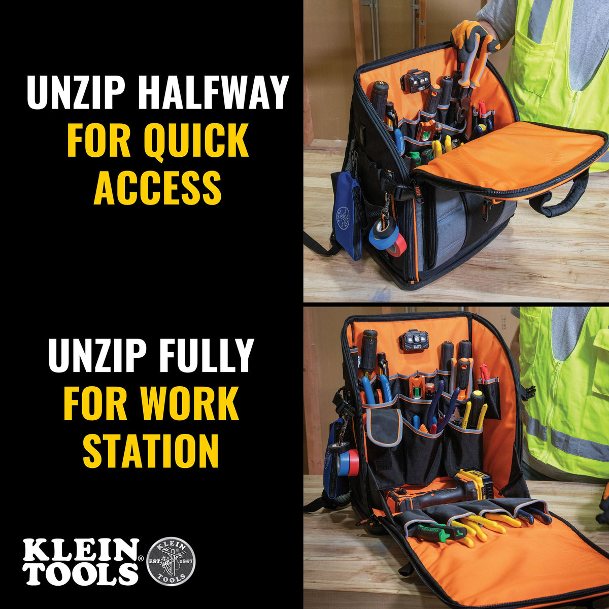 Klein Tradesman Pro Tool Station Tool Bag Backpack 62482 feature