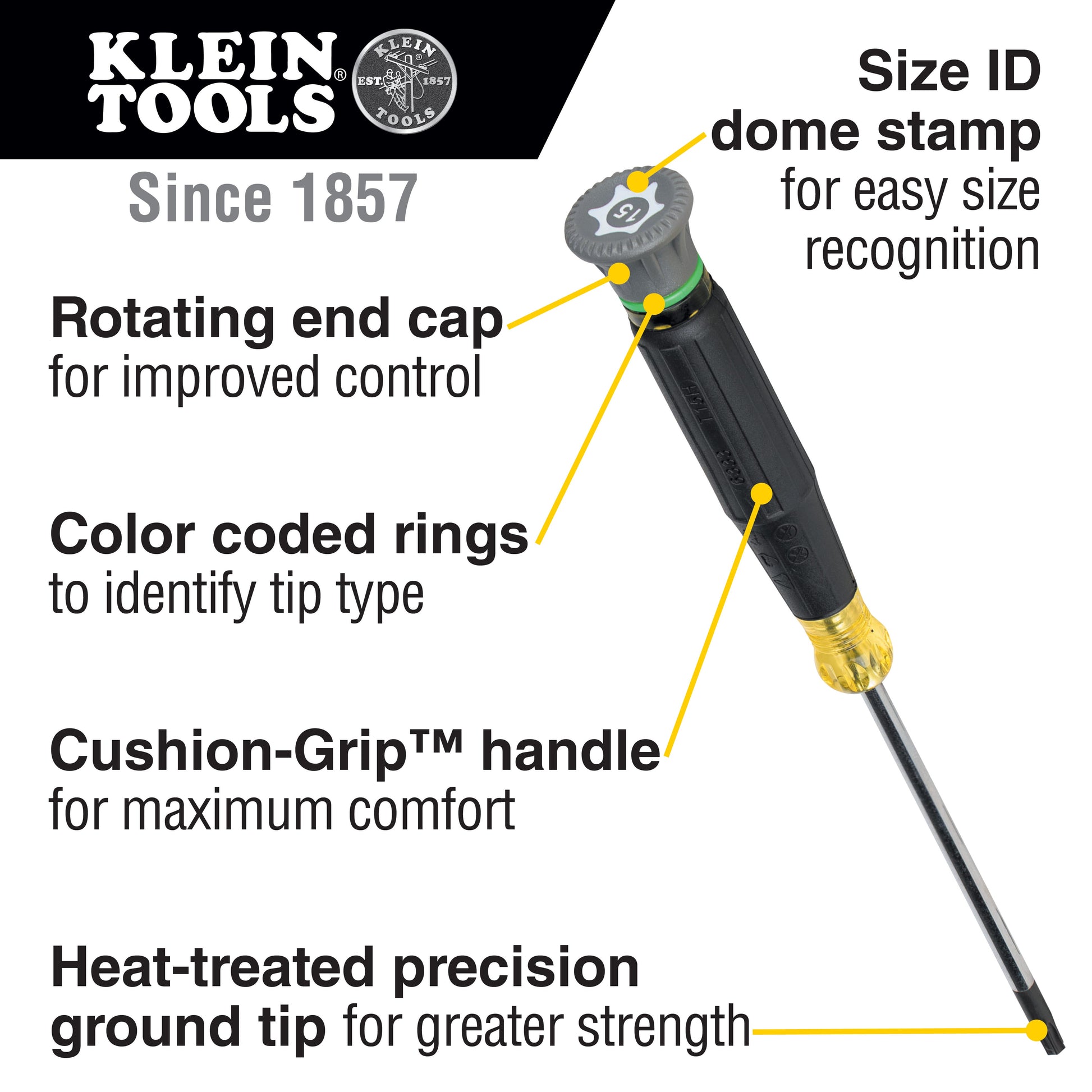 Klein Tools 6333 T15H TORX Precision Screwdriver, 3-Inch Shank
