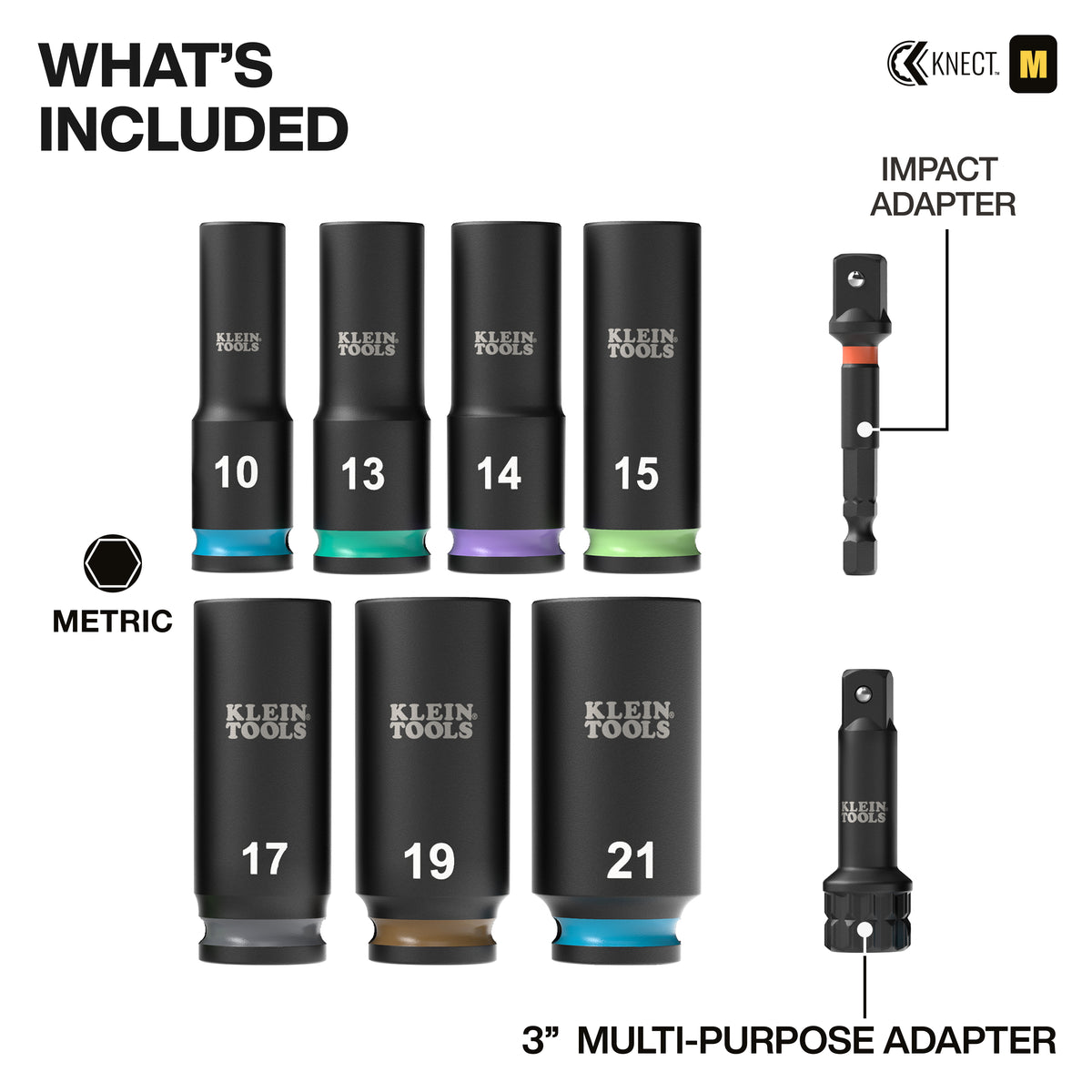 Klein KNECT Deep-Well Impact Socket Set Metric 65109IMPCTM feature