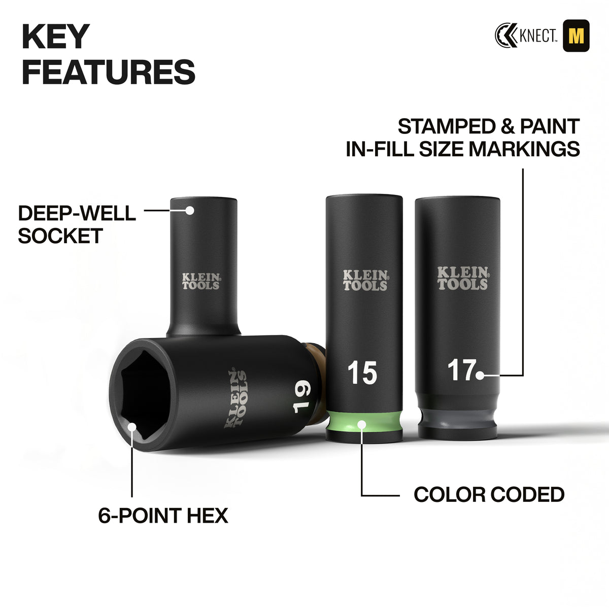 Klein KNECT Deep-Well Impact Socket Set Metric 65109IMPCTM feature