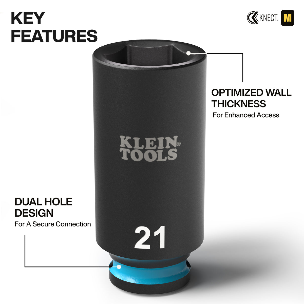 Klein KNECT Deep-Well Impact Socket Set Metric 65109IMPCTM feature