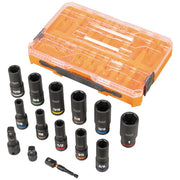 Klein 65111IMPCT  KNECT 1/2-in. Drive Deep Well Impact Socket Set, SAE, 14-Piece