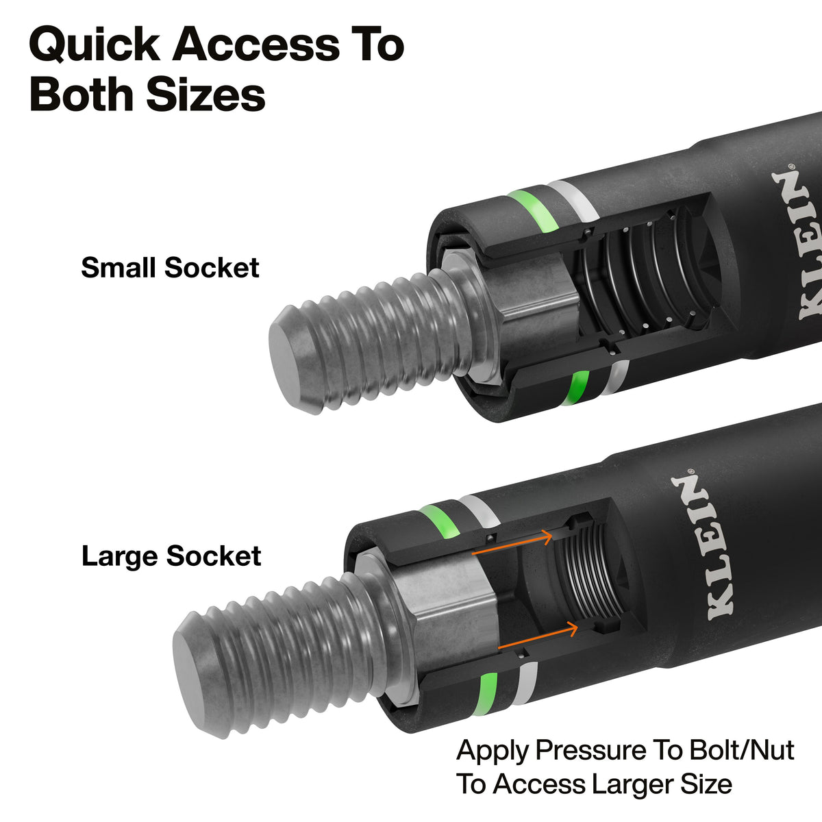 Klein Tools 6513MQS heat-treated cold forged steel impact socket with color-coded rings
