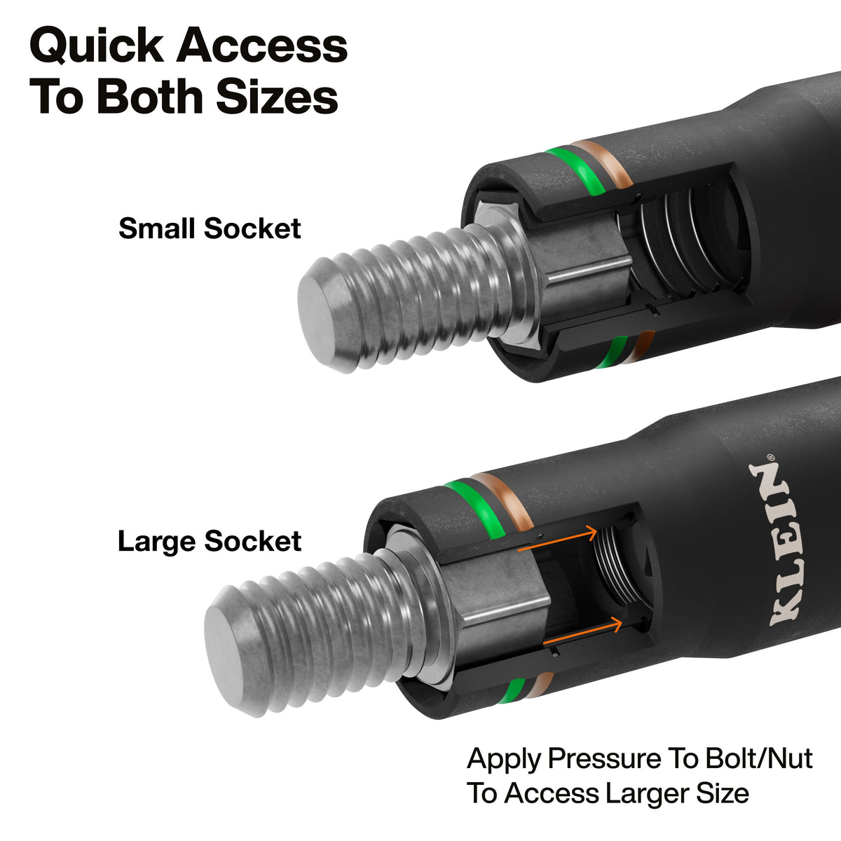 Klein Tools 6513QS cold forged impact socket color-coded painted rings