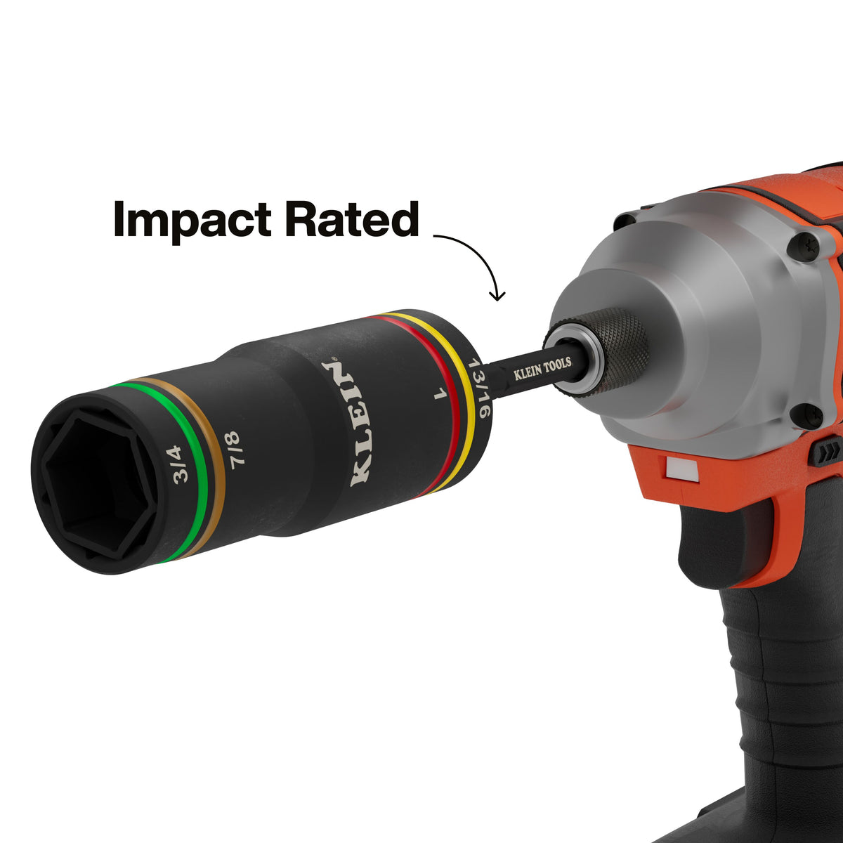 Klein Tools 6513QS deep well SAE impact socket on a large bolt