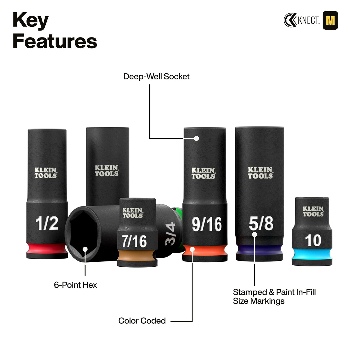 Klein Tools 65148HD deep-well socket on a recessed fastener and shallow socket in a tight space