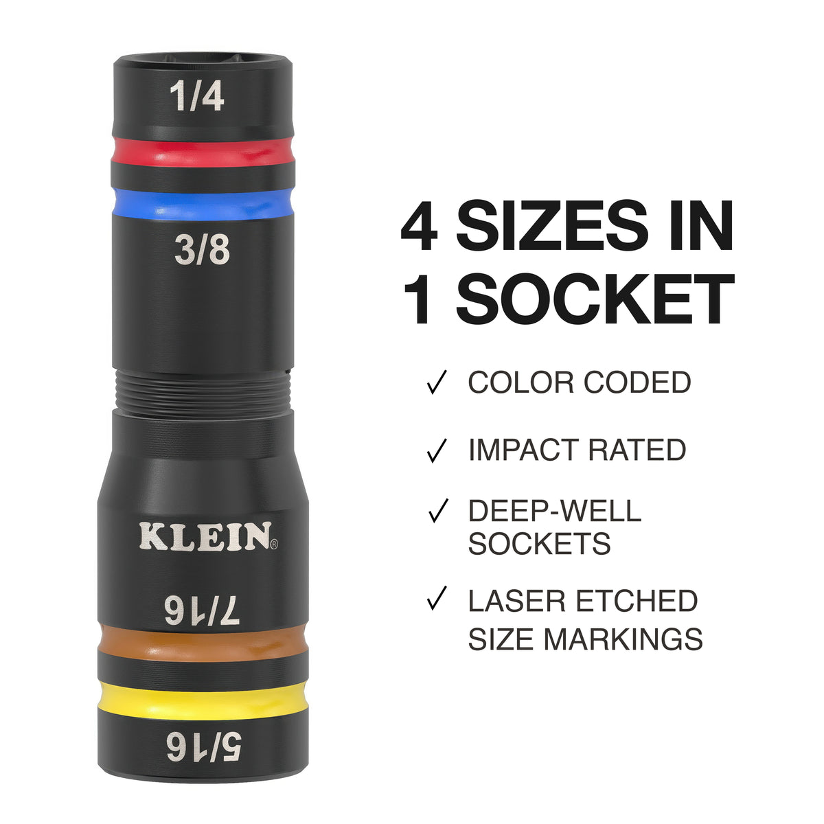 Klein Quad-4 Heavy-Duty Impact Flip Socket SAE 651QS feature