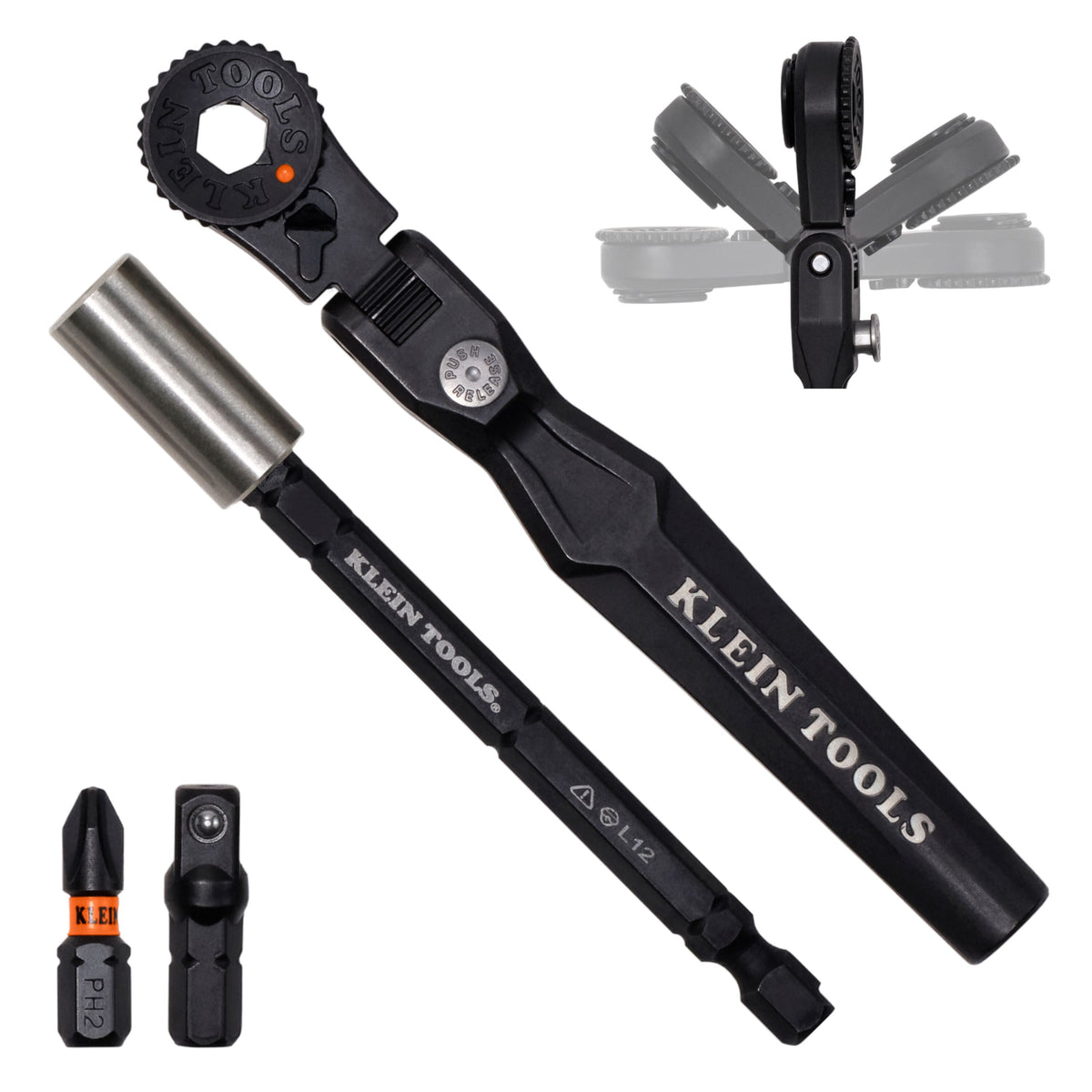 Klein Tools 65200F flex-head micro ratchet and magnetic bit holder set, 4 pieces