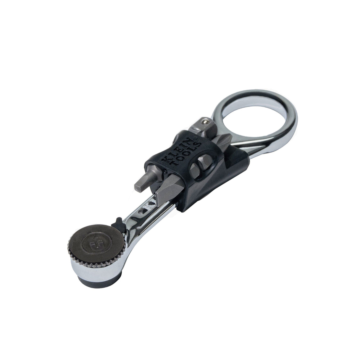 Klein Tools 65200MAG slim-profile magnetic mini ratchet with removable four-bit storage