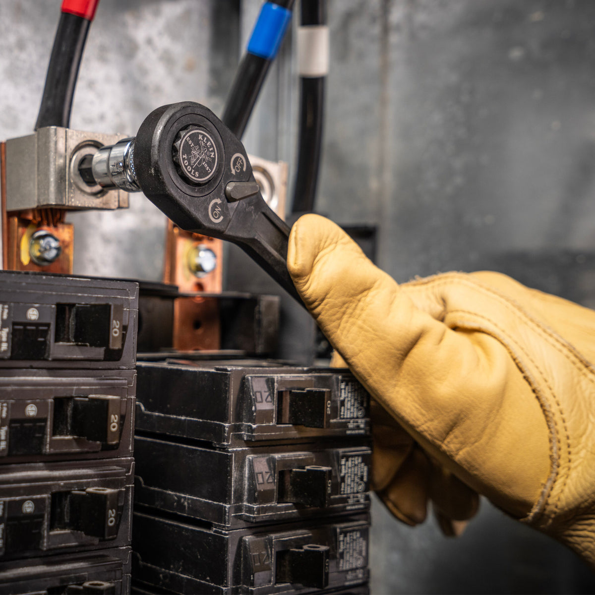 Klein Knurled Hex Bit Socket Set, Metric in use driving fasteners