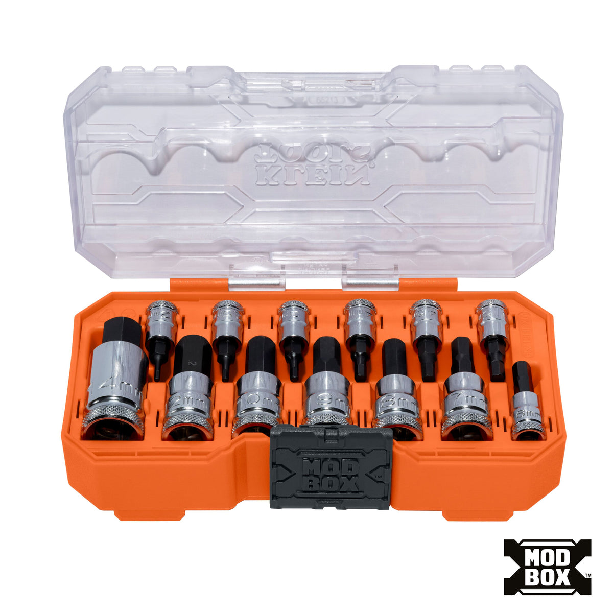 Klein Knurled Hex Bit Socket Set, Metric, 13-Piece in MODbox case