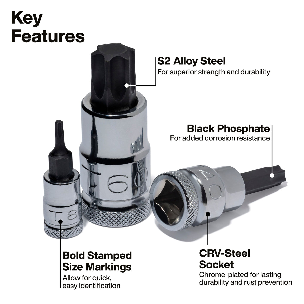 Klein 65213TX knurled TORX bit socket set detail
