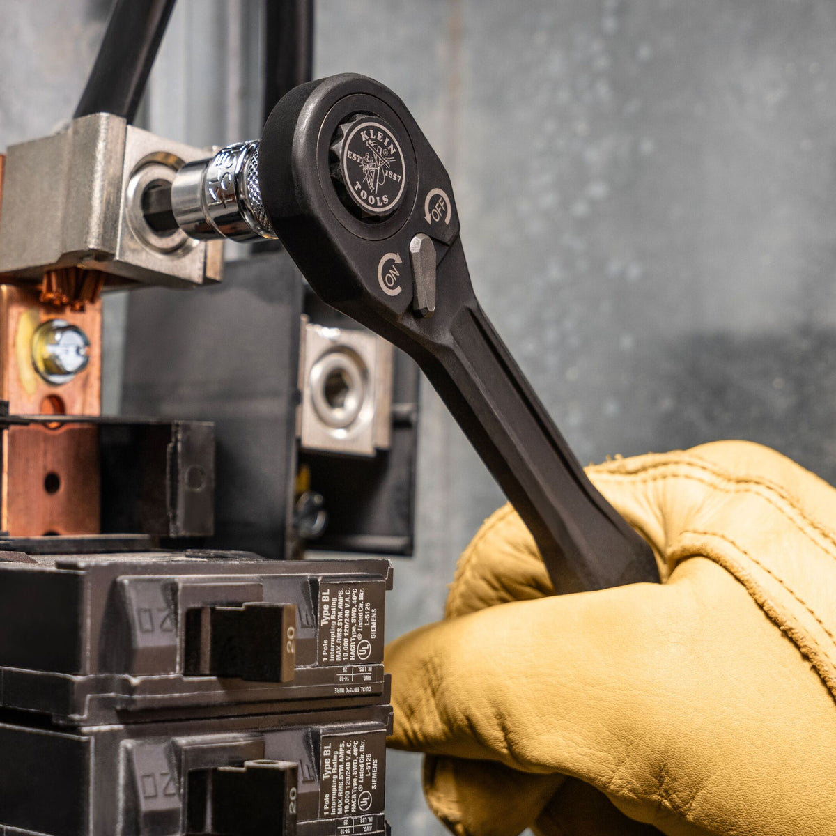 Klein Knurled Hex Bit Socket Set in use driving fasteners