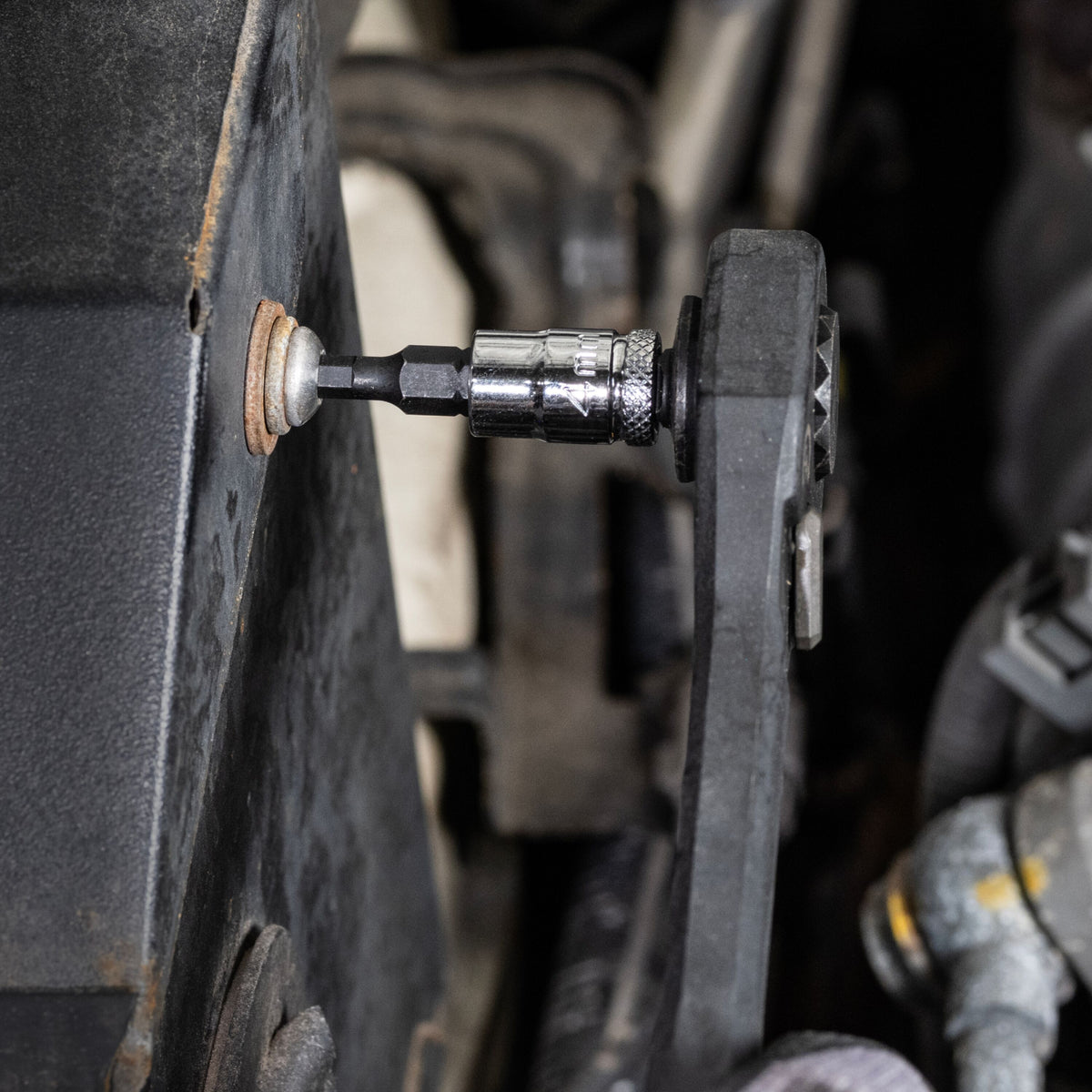 Klein Knurled Hex Bit Socket Set in use driving fasteners