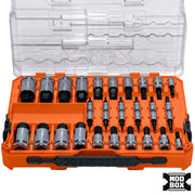 Klein Knurled Hex Bit Socket Set, SAE and Metric, 32-Piece in MODbox case