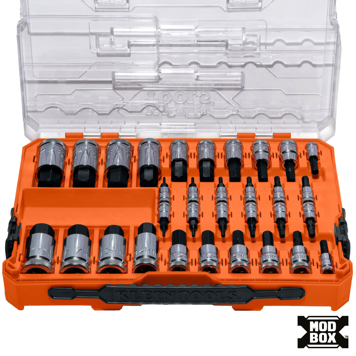 Klein Knurled Hex Bit Socket Set, SAE and Metric, 32-Piece in MODbox case