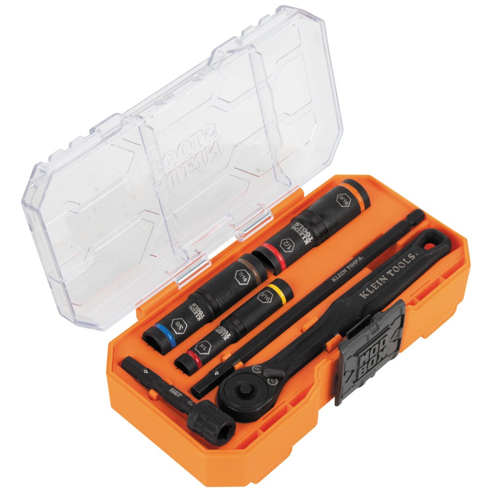 Klein Tools 65238 KNECT Essential 7-Piece Deep-Well Heavy-Duty Flip Socket Set, SAE
