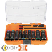Klein Tools 65239 KNECT Flip-20 13-Piece Impact Socket Set, SAE/Metric