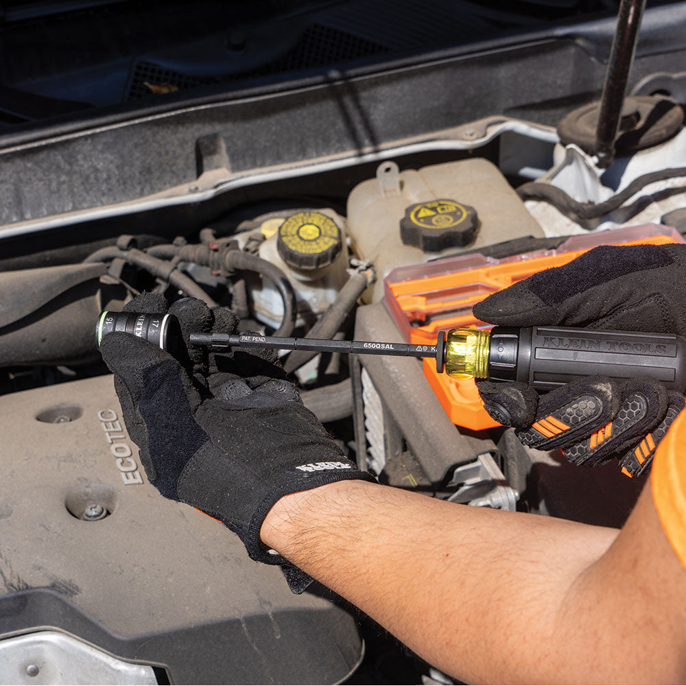 Klein Flip-16 flip socket screwdriver set in use