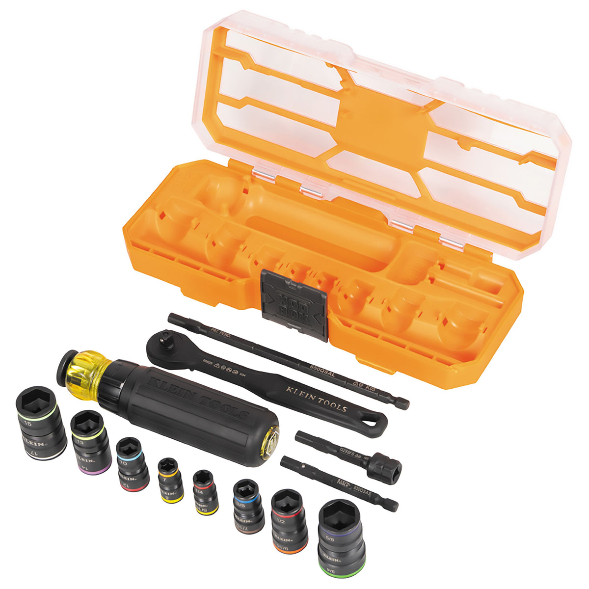 Klein Flip-16 flip socket screwdriver set angled view