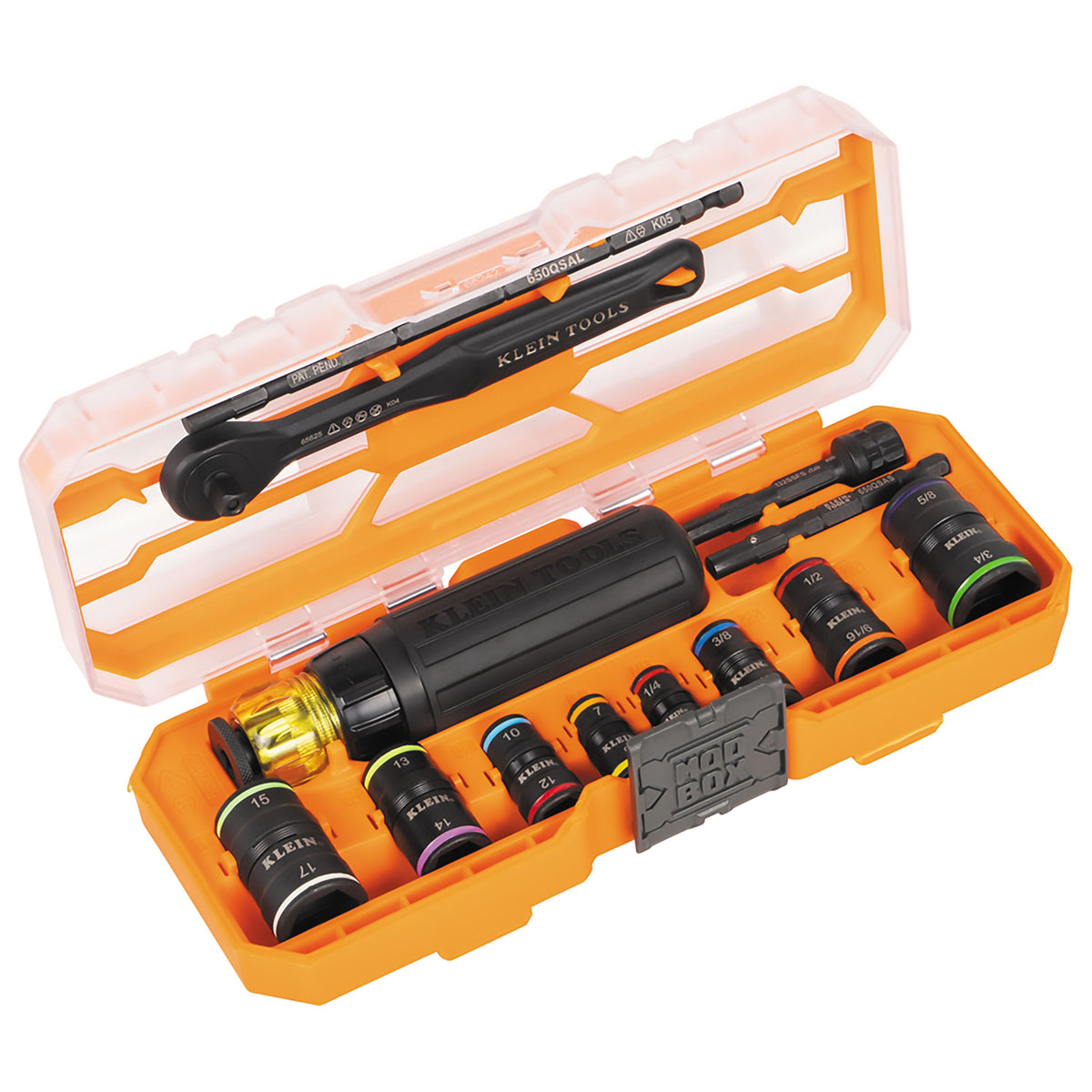 Klein Flip-16 flip socket screwdriver set angled view